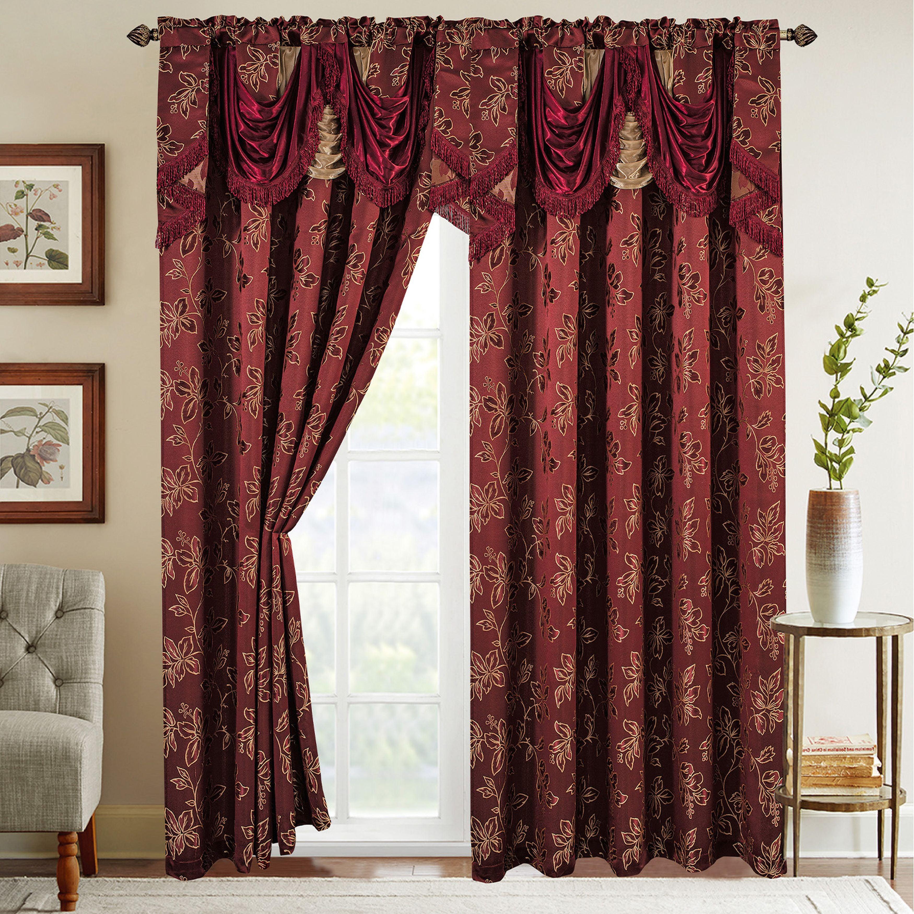 Set of 2 Shereen Jacquard Look Curtain Panels - 54" W x 84" L