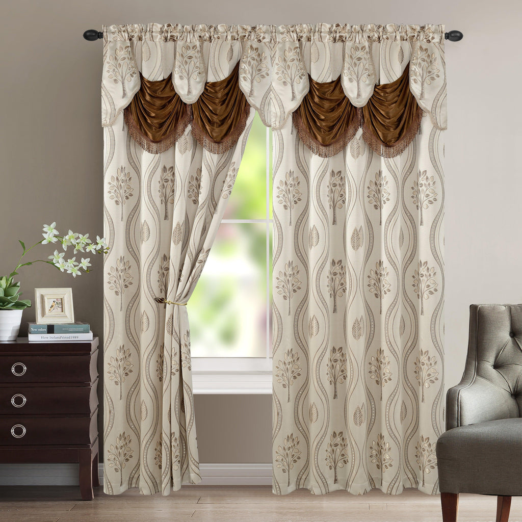 Set of 2 Aurora Curtain Panels- Attached Valance - Rod Pocket- 54" W x 84" L