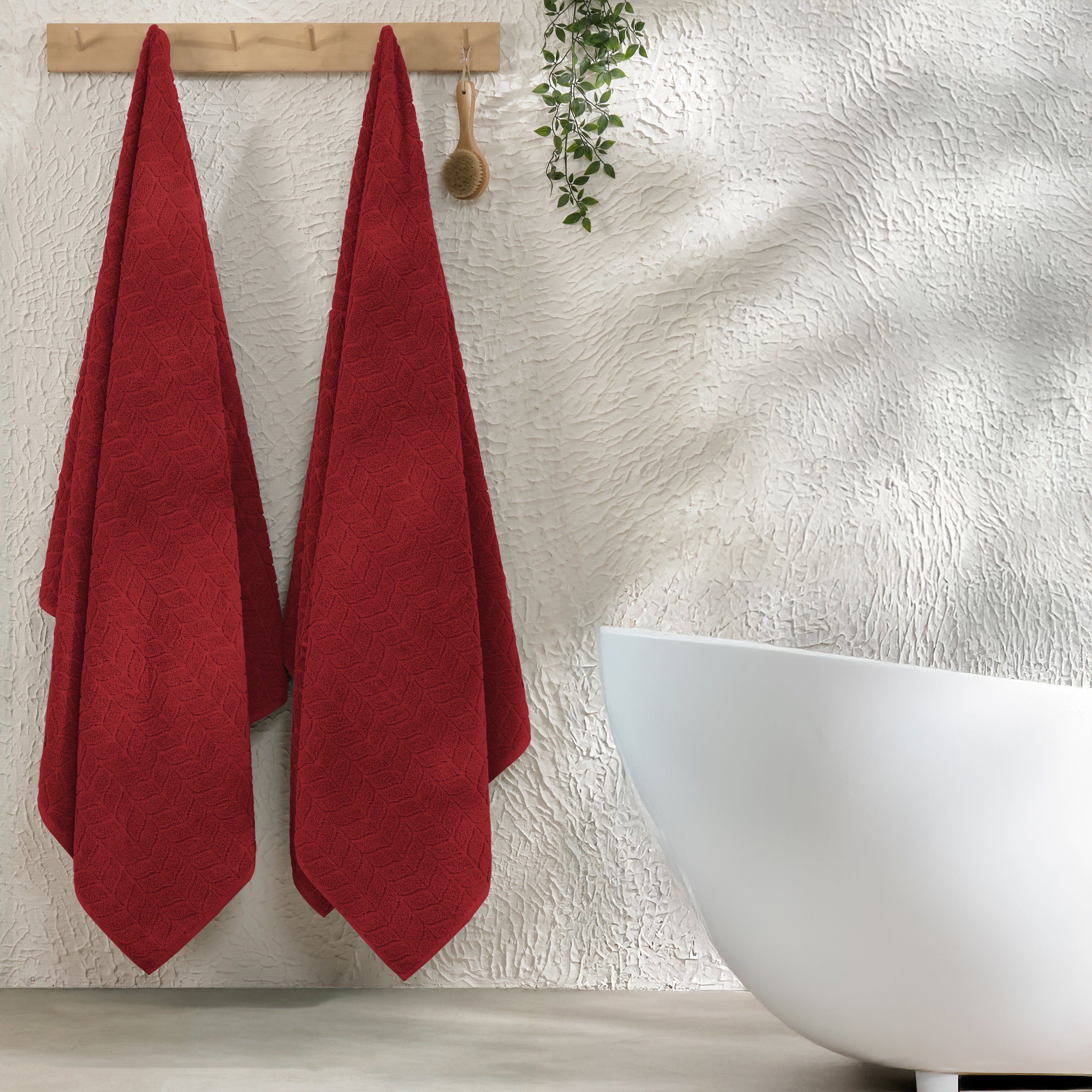 2-Pack Premium Turkish Cotton Braided Bath Towel Set, 27 x 54 inch