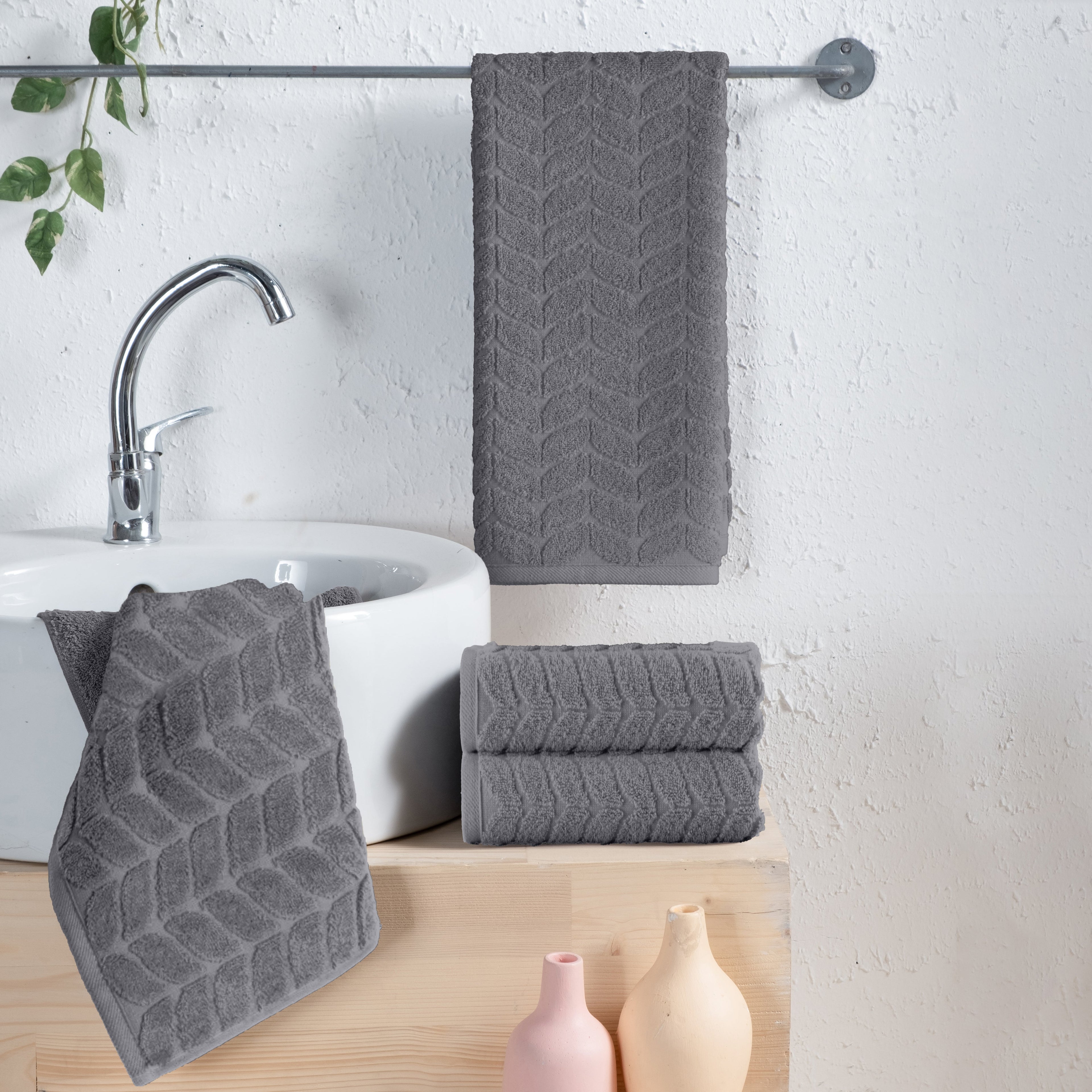 4-Pack Premium Turkish Cotton Braided Hand Towel Set, 16 x 28 inch