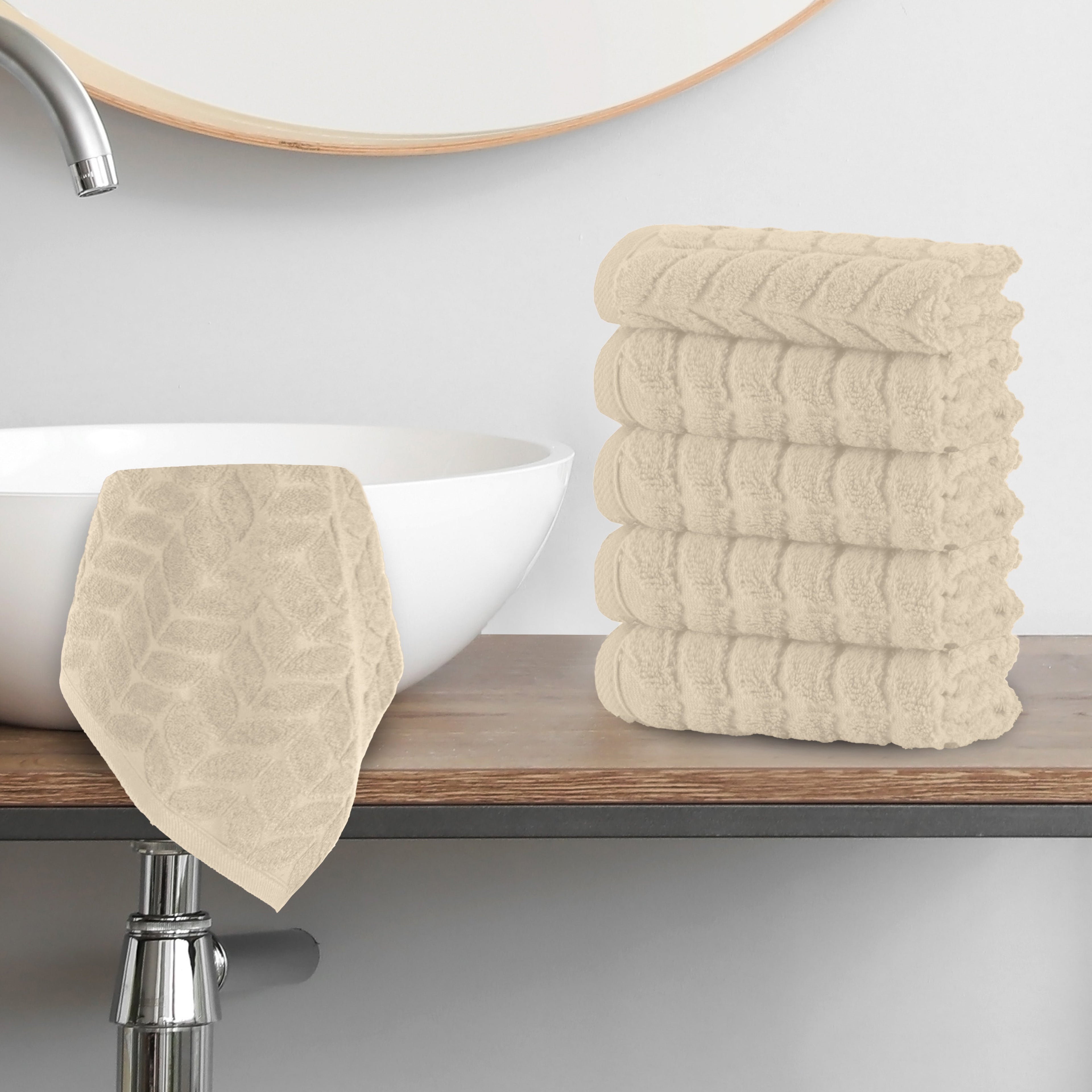 6-Pack Premium Turkish Cotton Braided Washcloths Set, 13 x 13 inch
