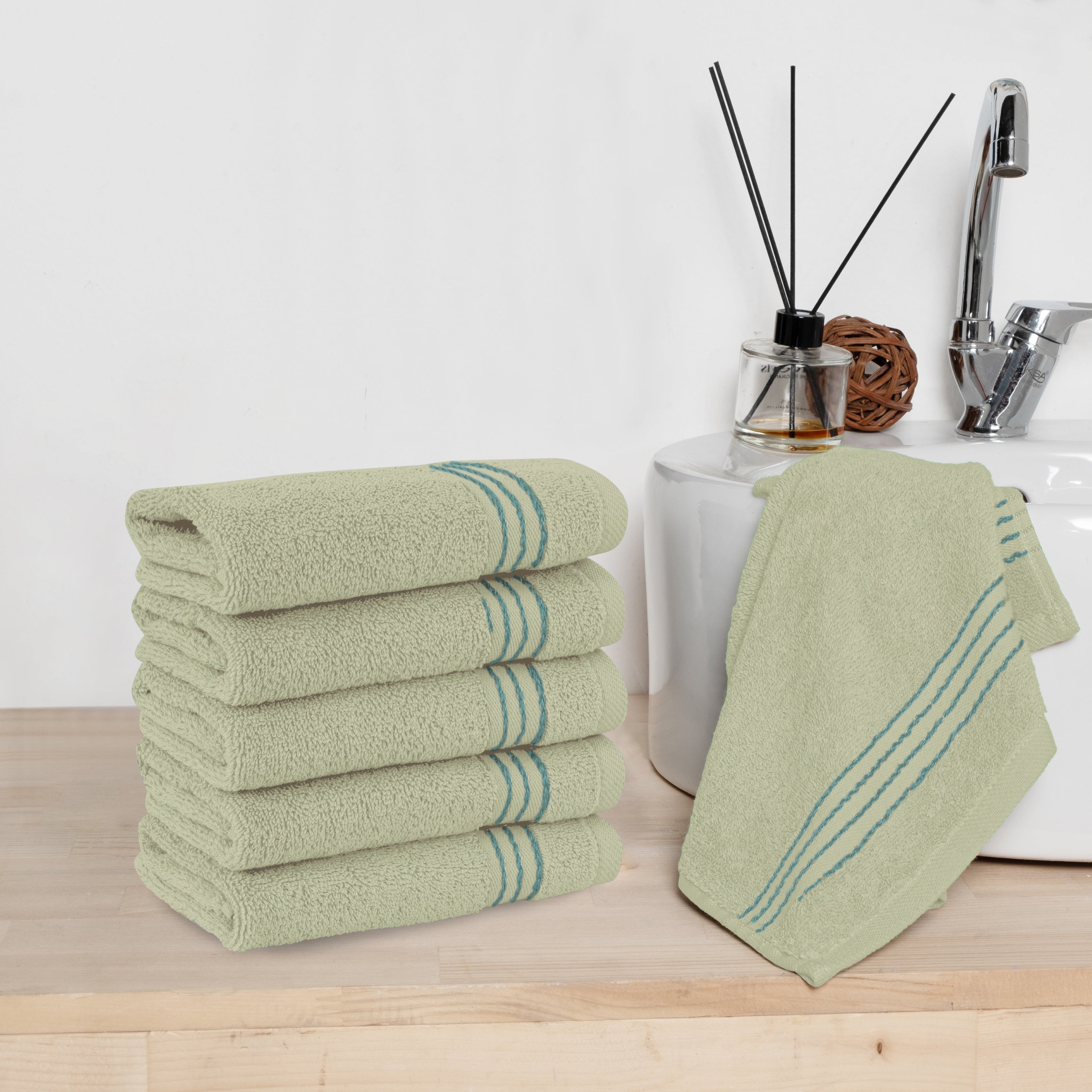 6-Pack Premium Turkish Cotton Washcloths Set, 13 x 13 inch