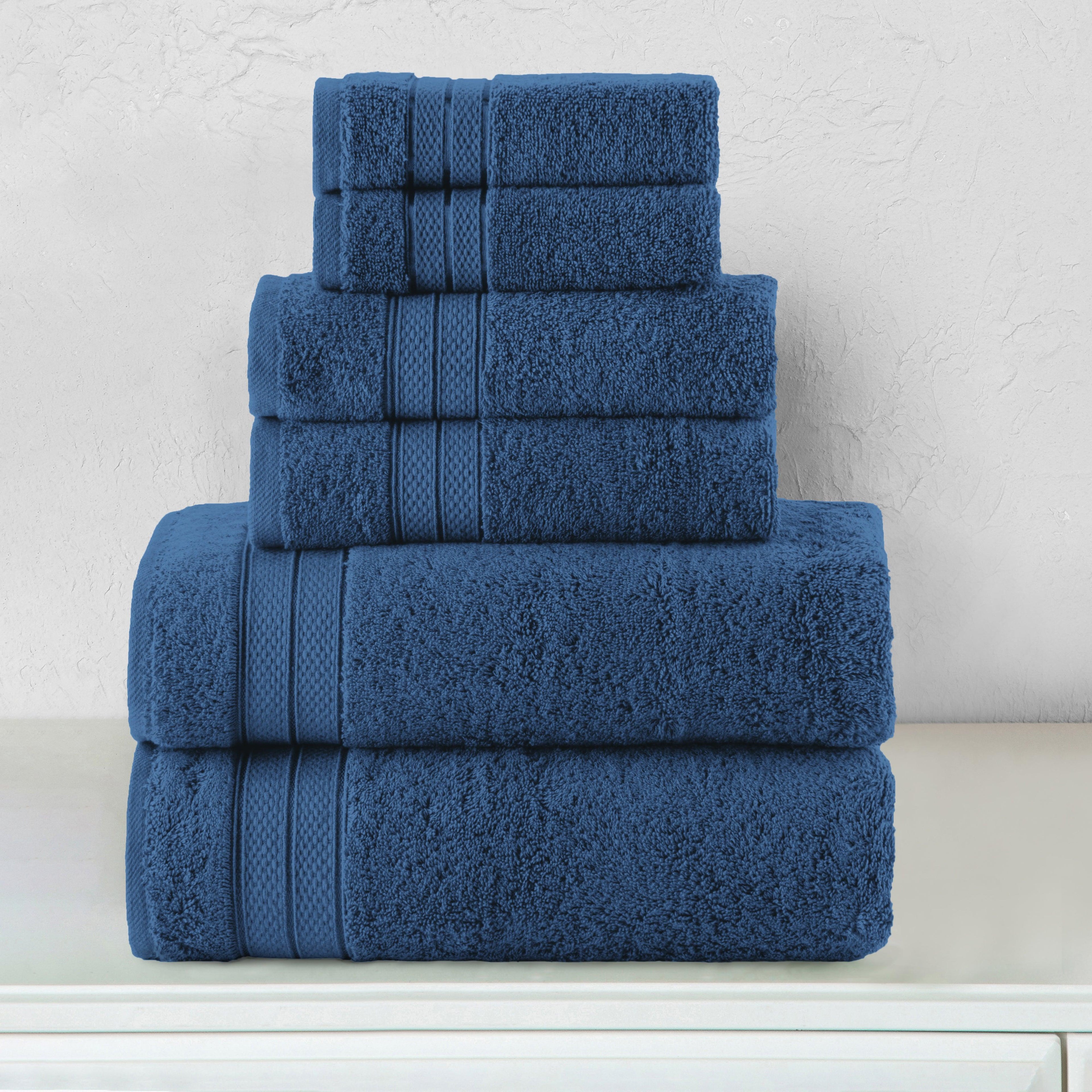 6-Piece Turkish Cotton Three Line Popcorn Towel Set, 2 Washcloths, 2 Hand Towels and 2 Bath Towels