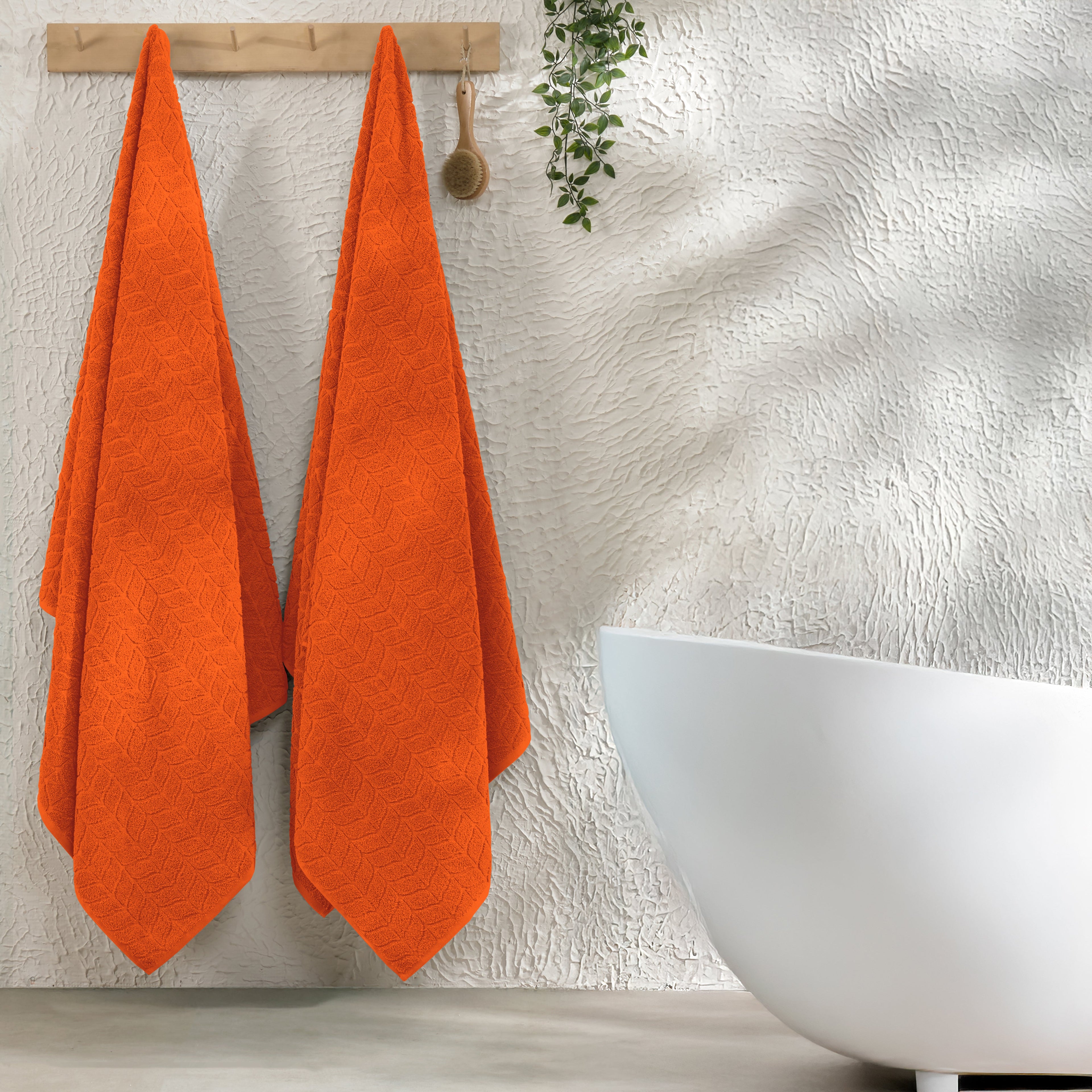 2-Pack Premium Turkish Cotton Braided Bath Towel Set, 27 x 54 inch