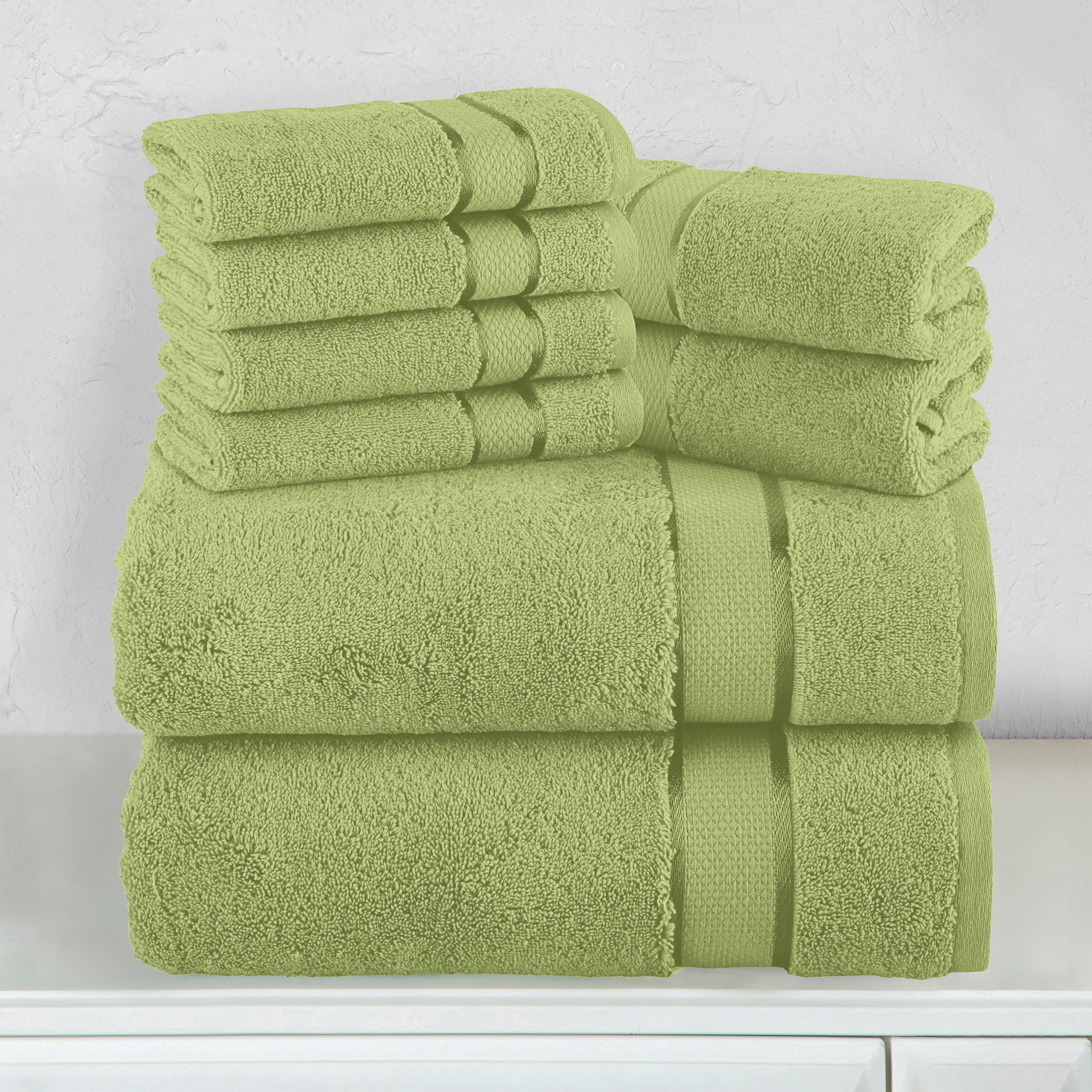 8-Piece Turkish Cotton Towel Set, 4 Washcloths, 2 Hand Towels and 2 Bath Towels