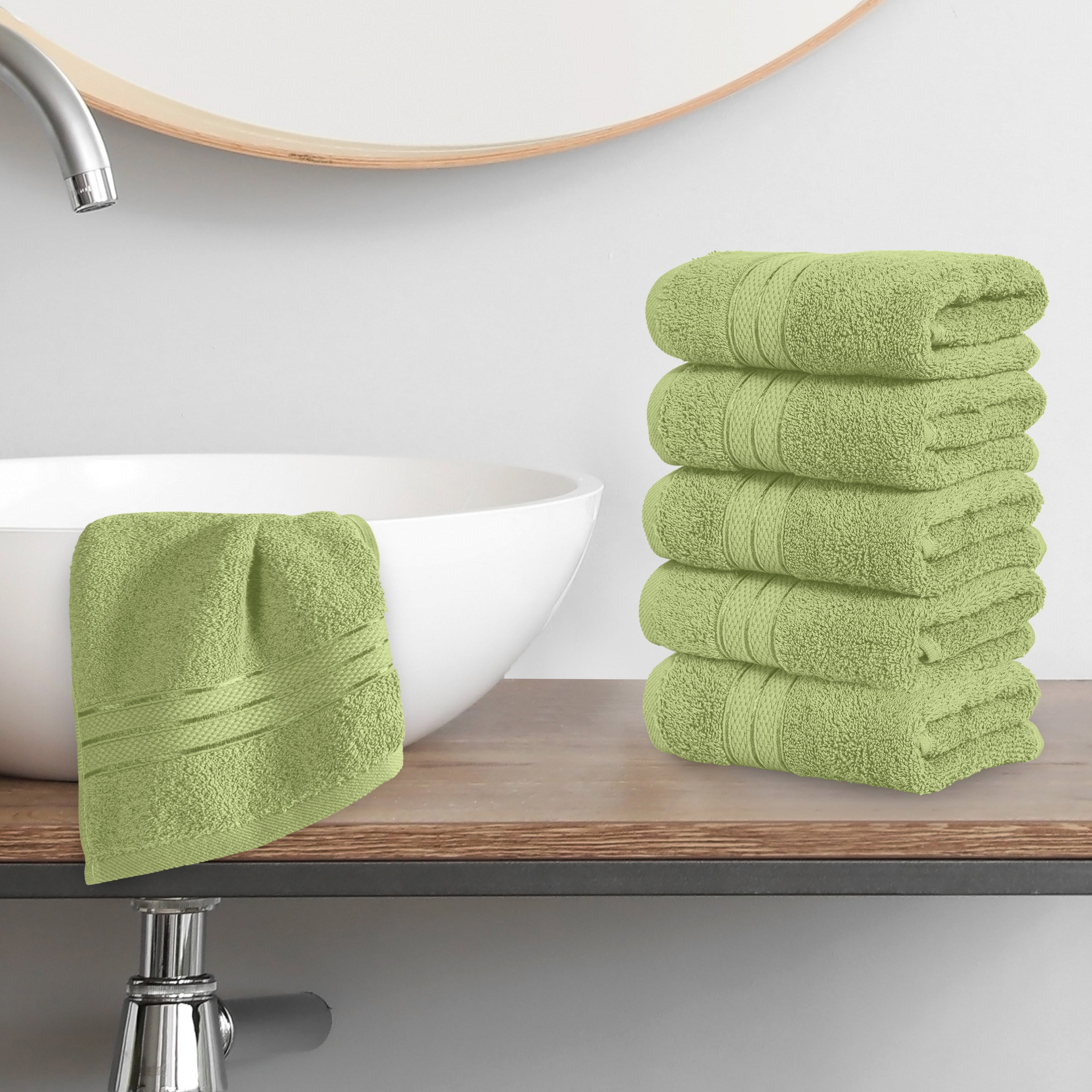 6-Pack Premium Turkish Cotton Three Line Popcorn Washcloths Set ( 13" x 13")