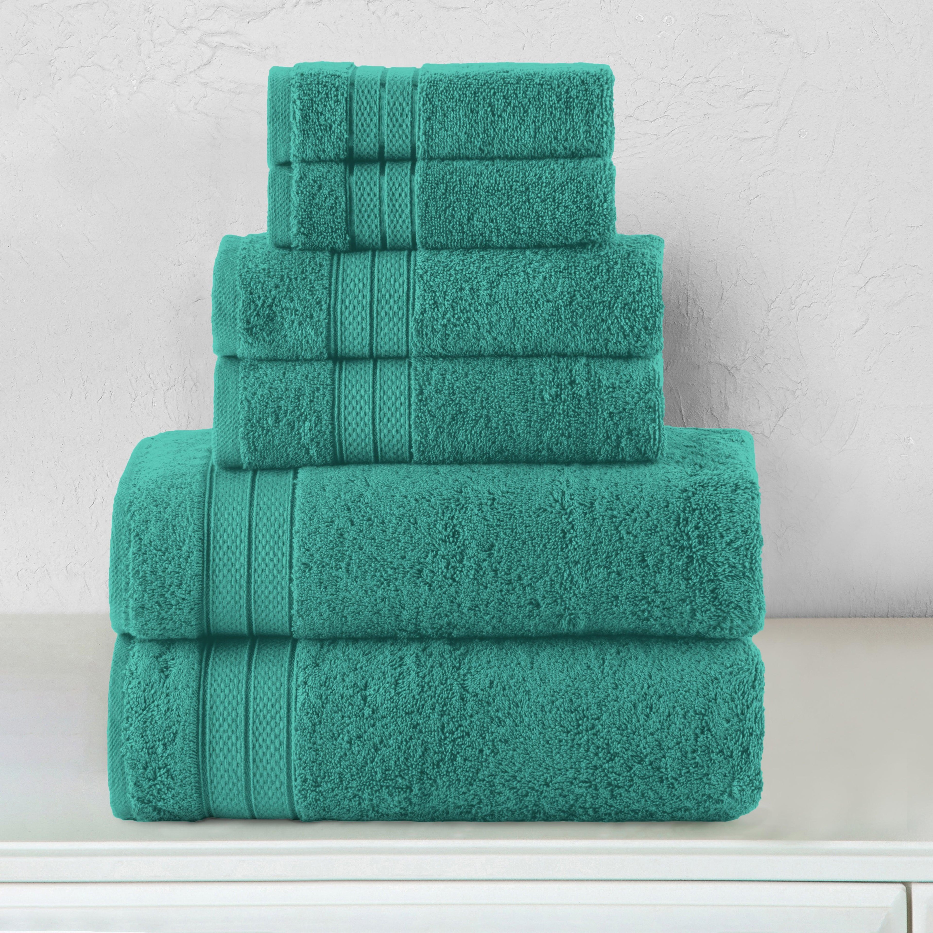 6-Piece Turkish Cotton Three Line Popcorn Towel Set, 2 Washcloths, 2 Hand Towels and 2 Bath Towels