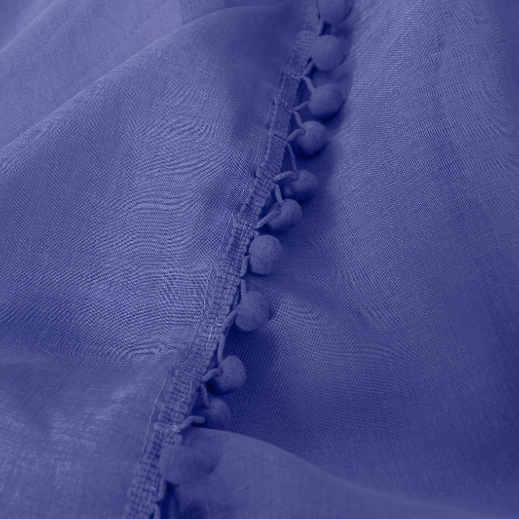 Set of 2 Pom Pom Tasseled Sheer Curtain - Rod Pocket