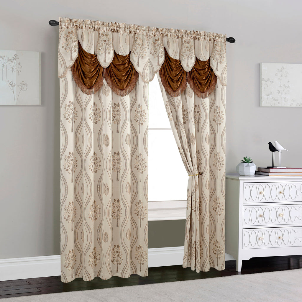 Set of 2 Aurora Curtain Panels- Attached Valance - Rod Pocket- 54" W x 84" L