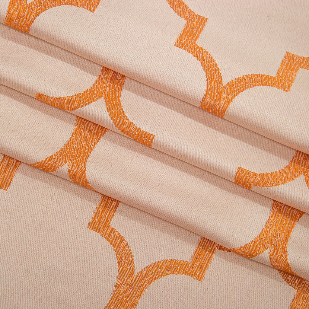 2-Piece Quatrefoil - Moroccan Trellis Jacquard Look Curtain Panels- Attached Valance - 54" W x 84" L, Set of 2