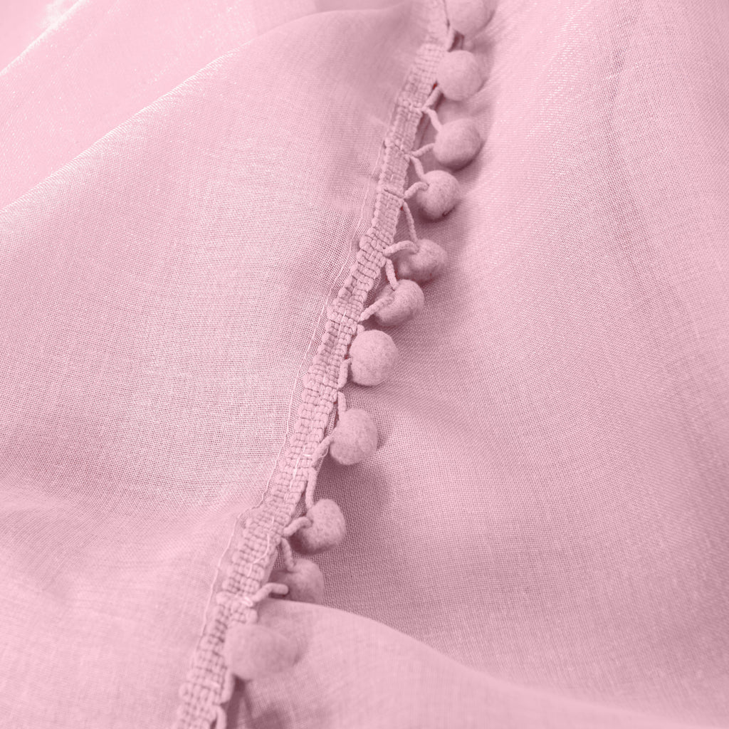 Set of 2 Pom Pom Tasseled Sheer Curtain - Rod Pocket