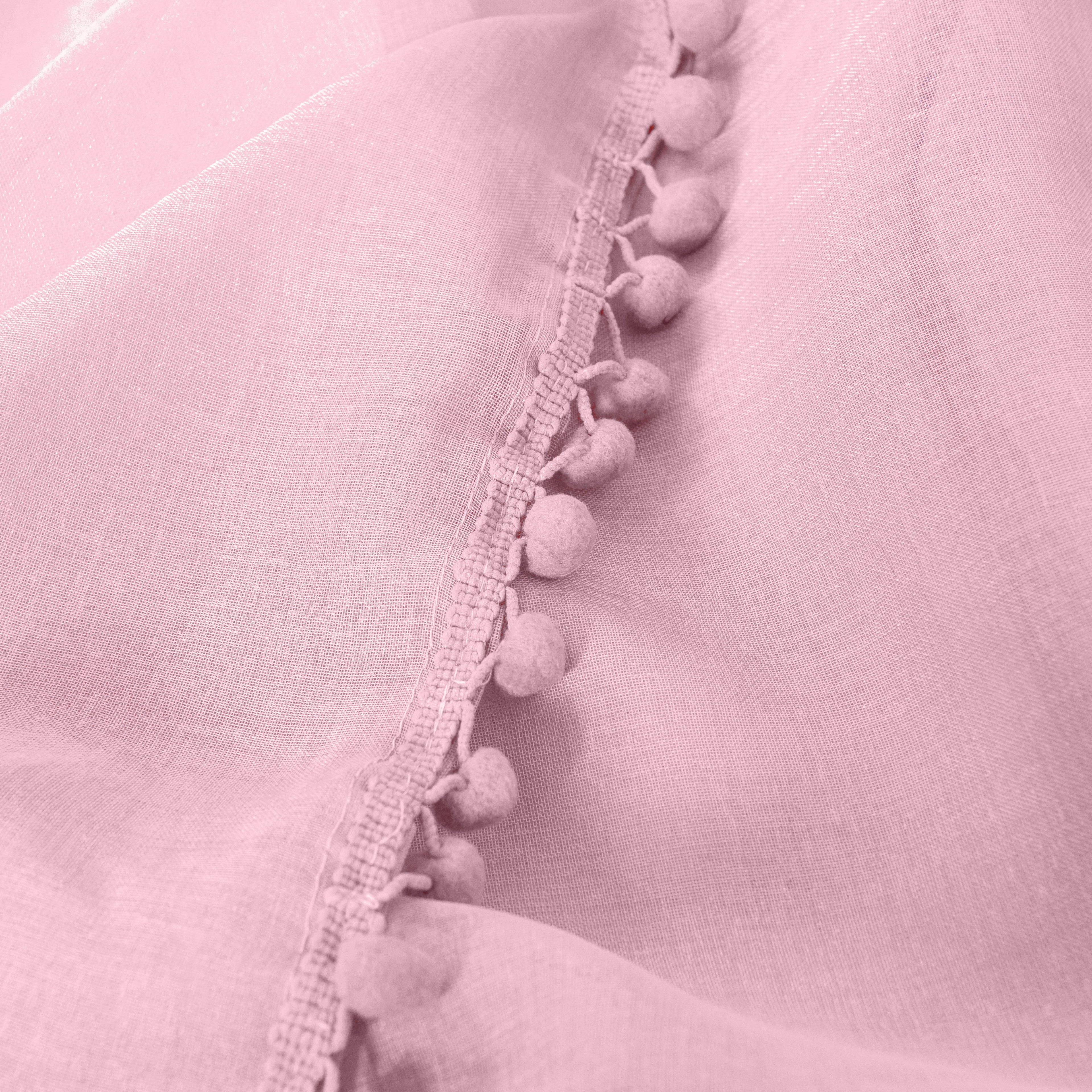 Set of 2 Pom Pom Tasseled Sheer Curtain - Rod Pocket