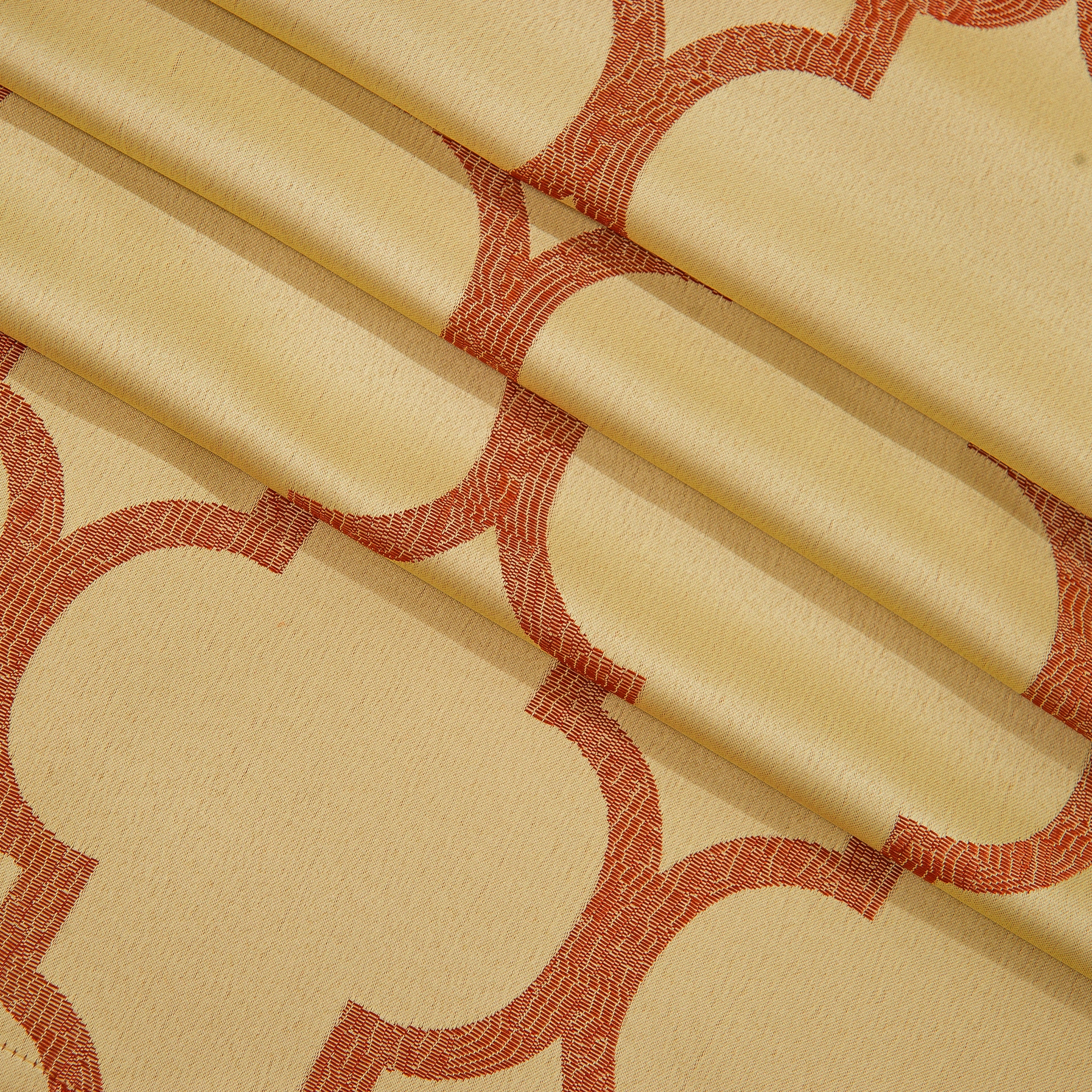 2-Piece Quatrefoil - Moroccan Trellis Jacquard Look Curtain Panels- Attached Valance - 54" W x 84" L, Set of 2