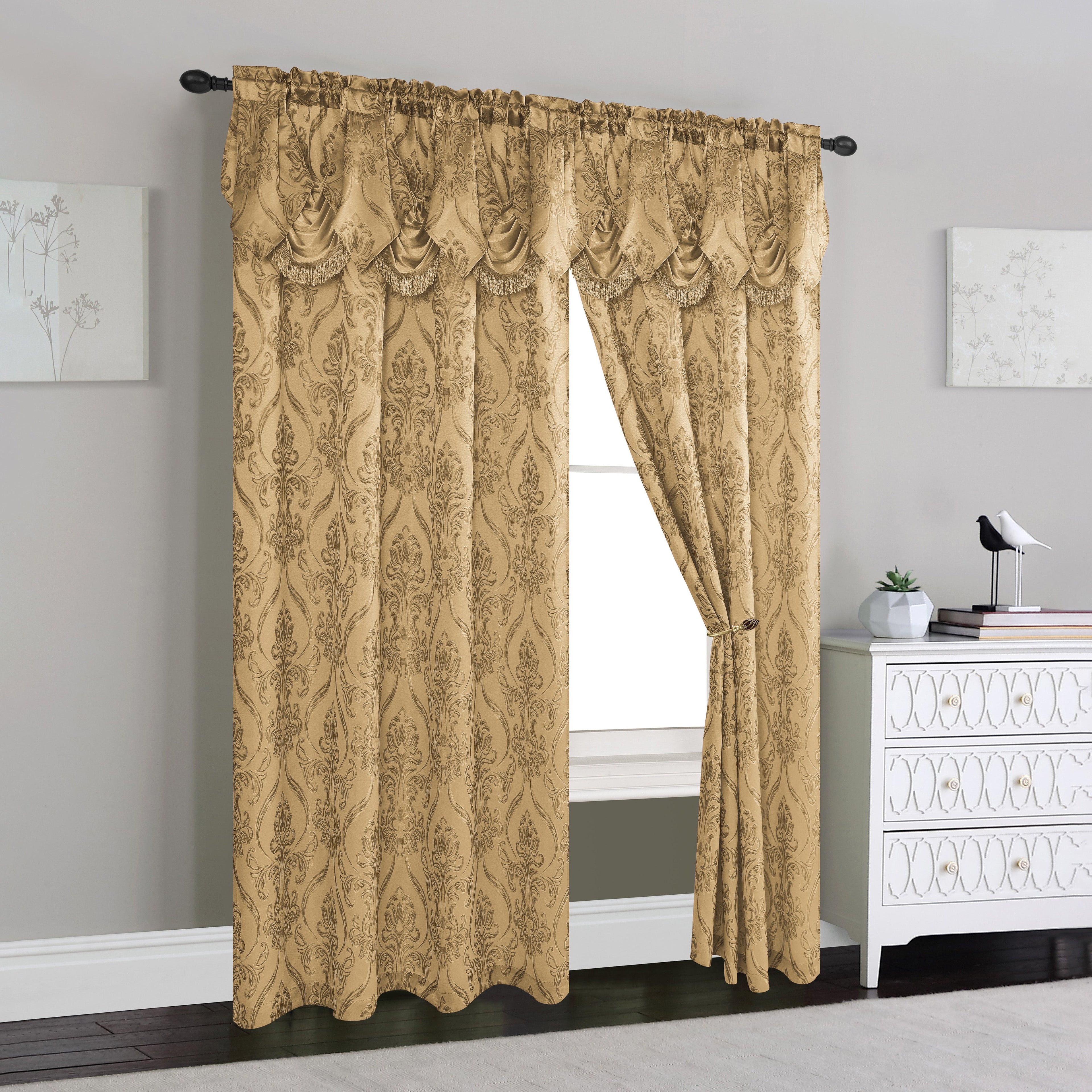 Set of 2 Penelope Jacquard Look Curtain Panels - 54" W x 84" L