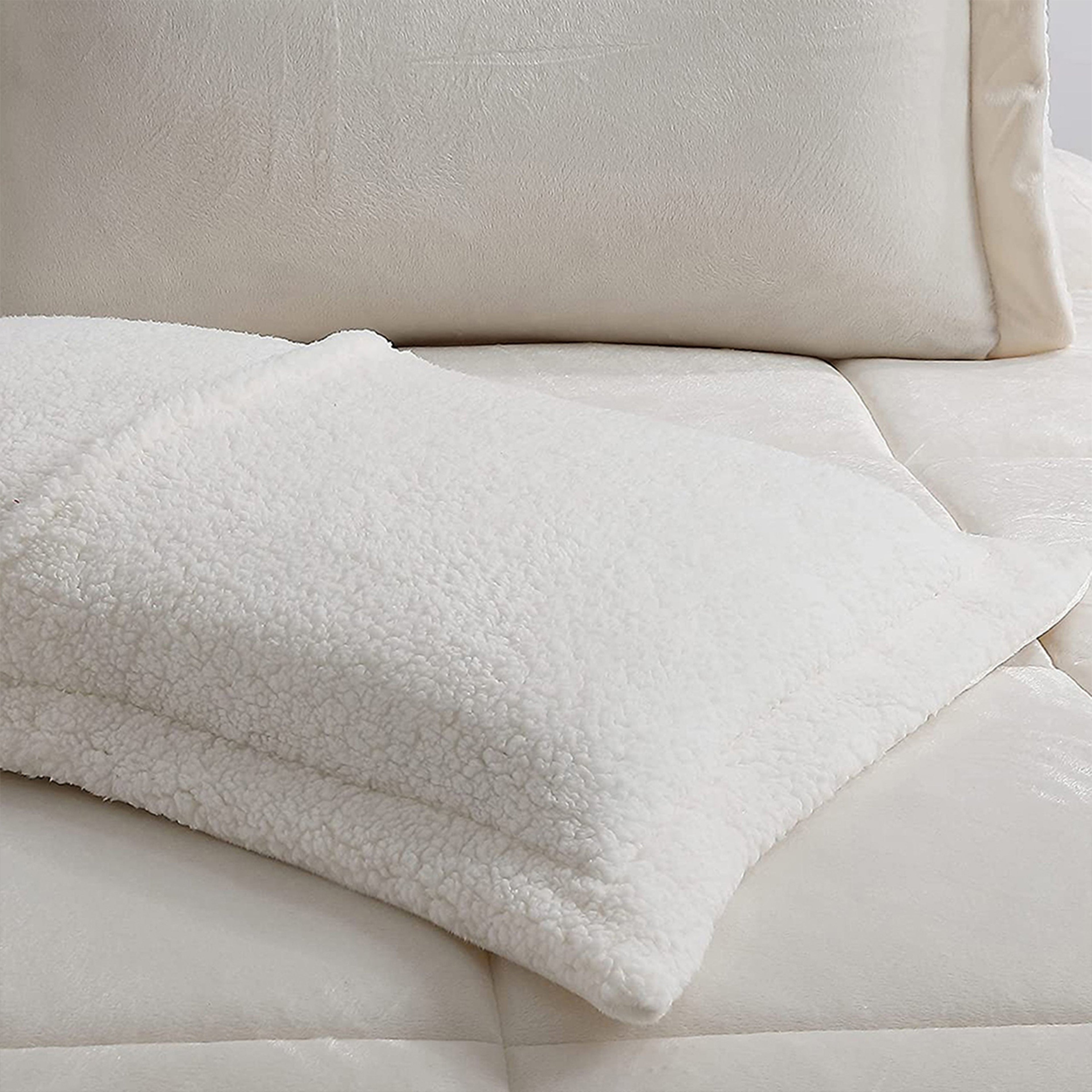 3-Piece Micro-Suede Reversible Sherpa - Solid Color Design Comforter Set