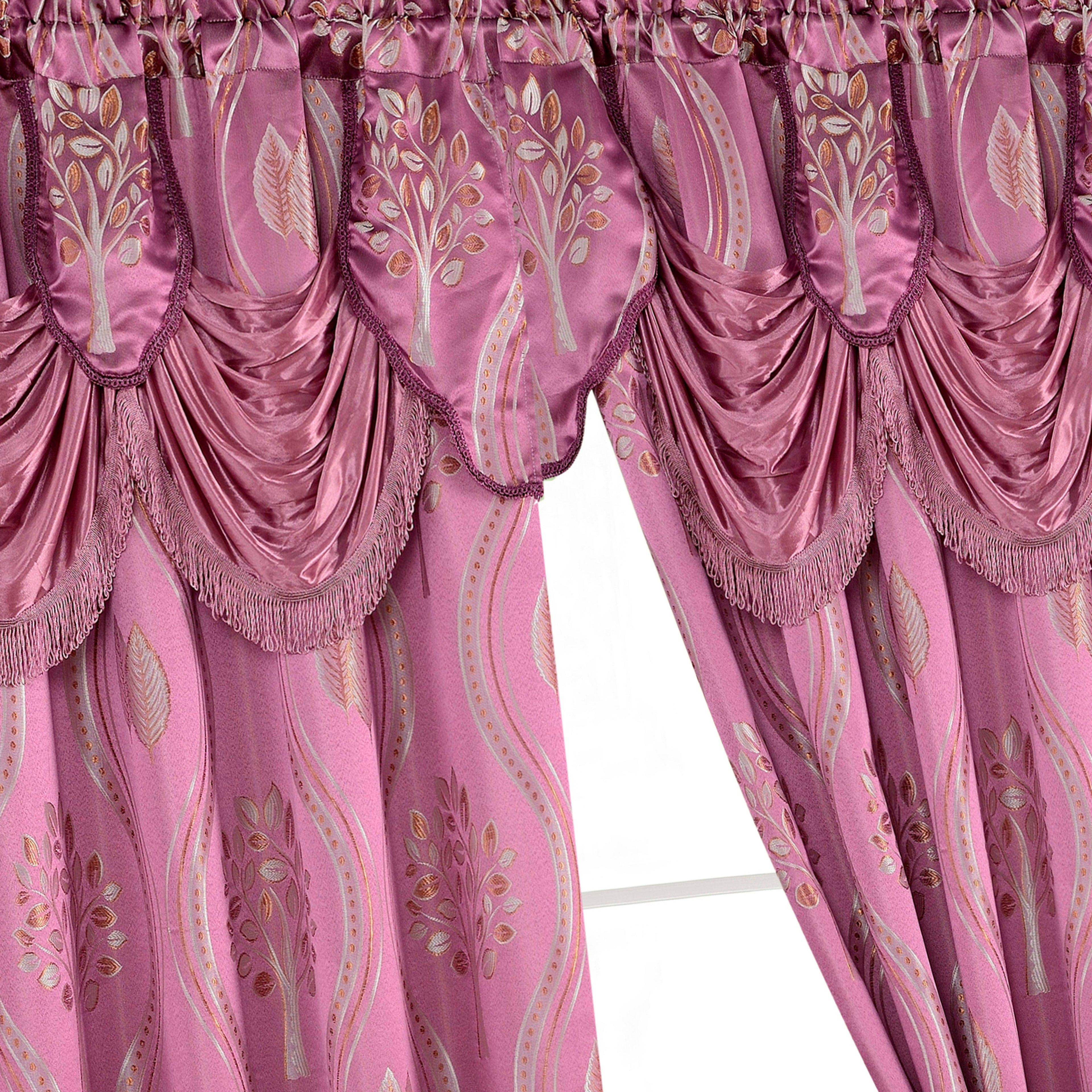 Set of 2 Aurora Curtain Panels- Attached Valance - Rod Pocket- 54" W x 84" L
