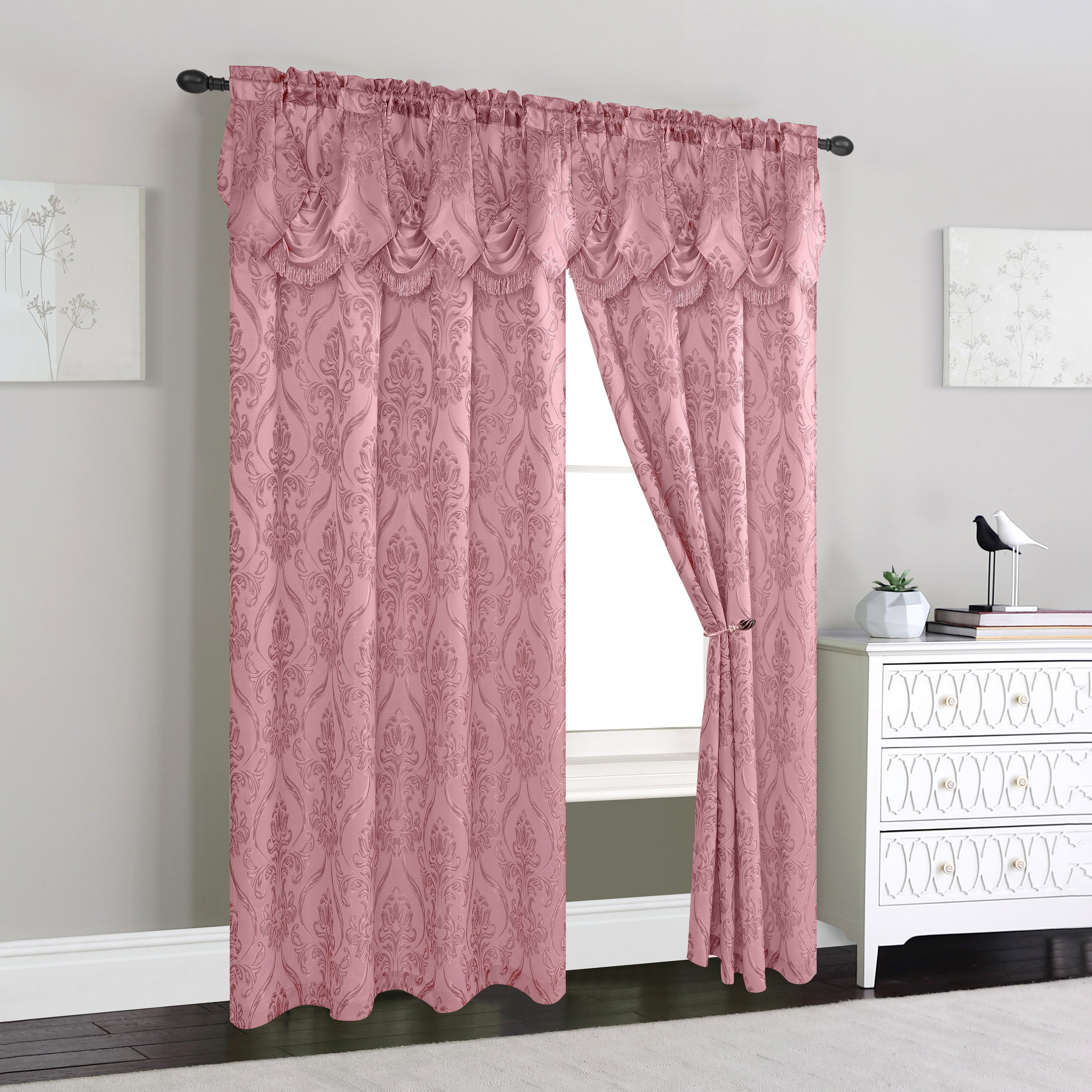 Set of 2 Penelope Jacquard Look Curtain Panels - 54" W x 84" L