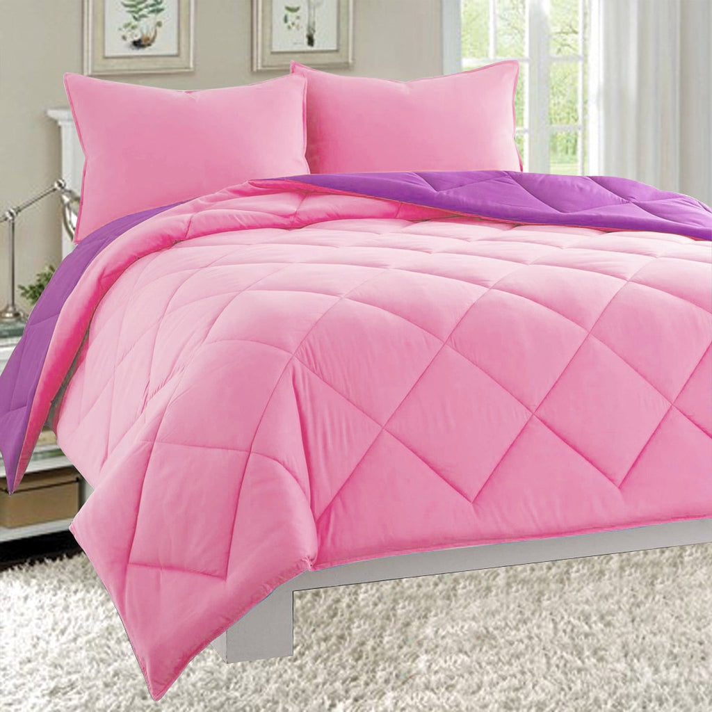 3-Piece Reversible Diamond Stitched Comforter & Shams