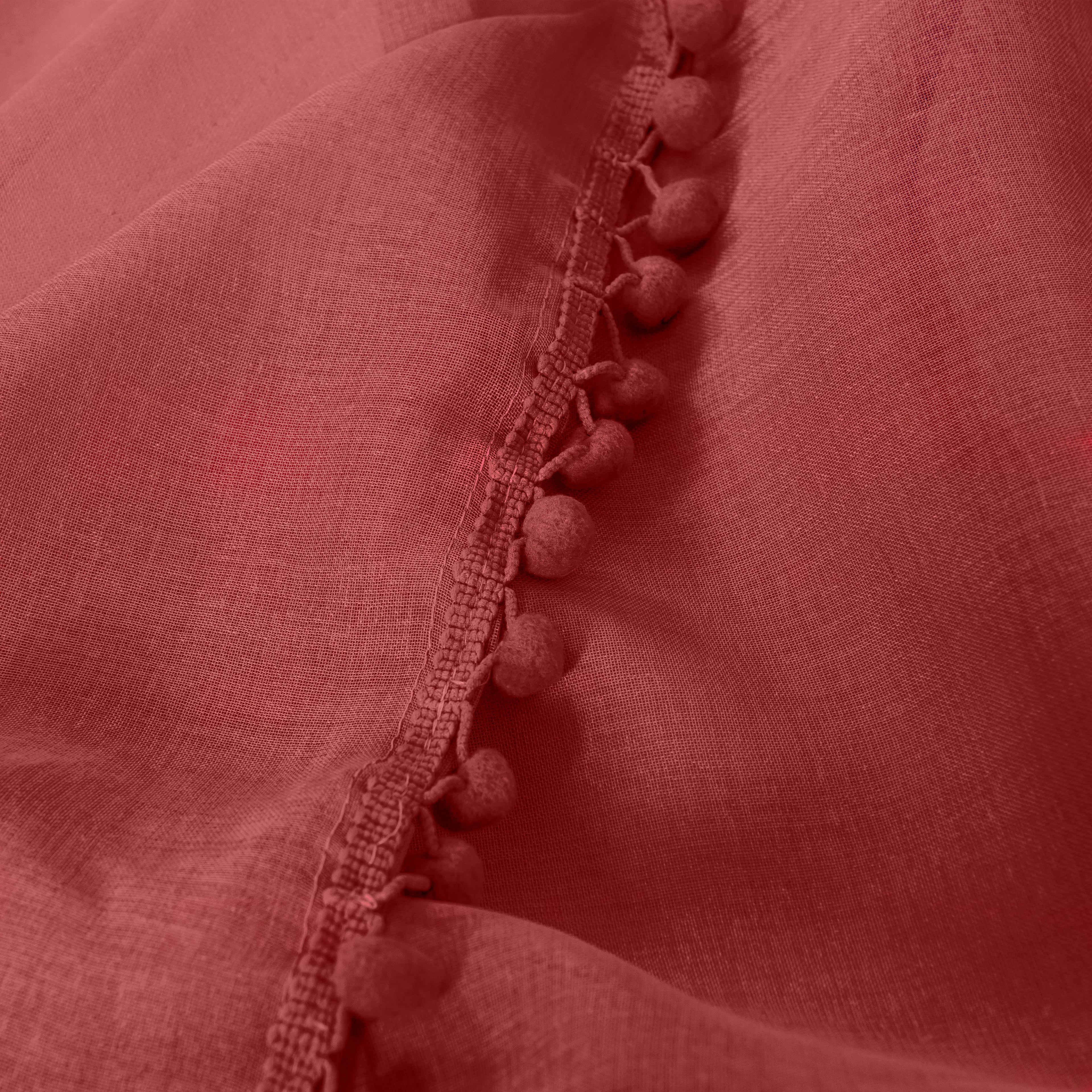 Set of 2 Pom Pom Tasseled Sheer Curtain - Rod Pocket