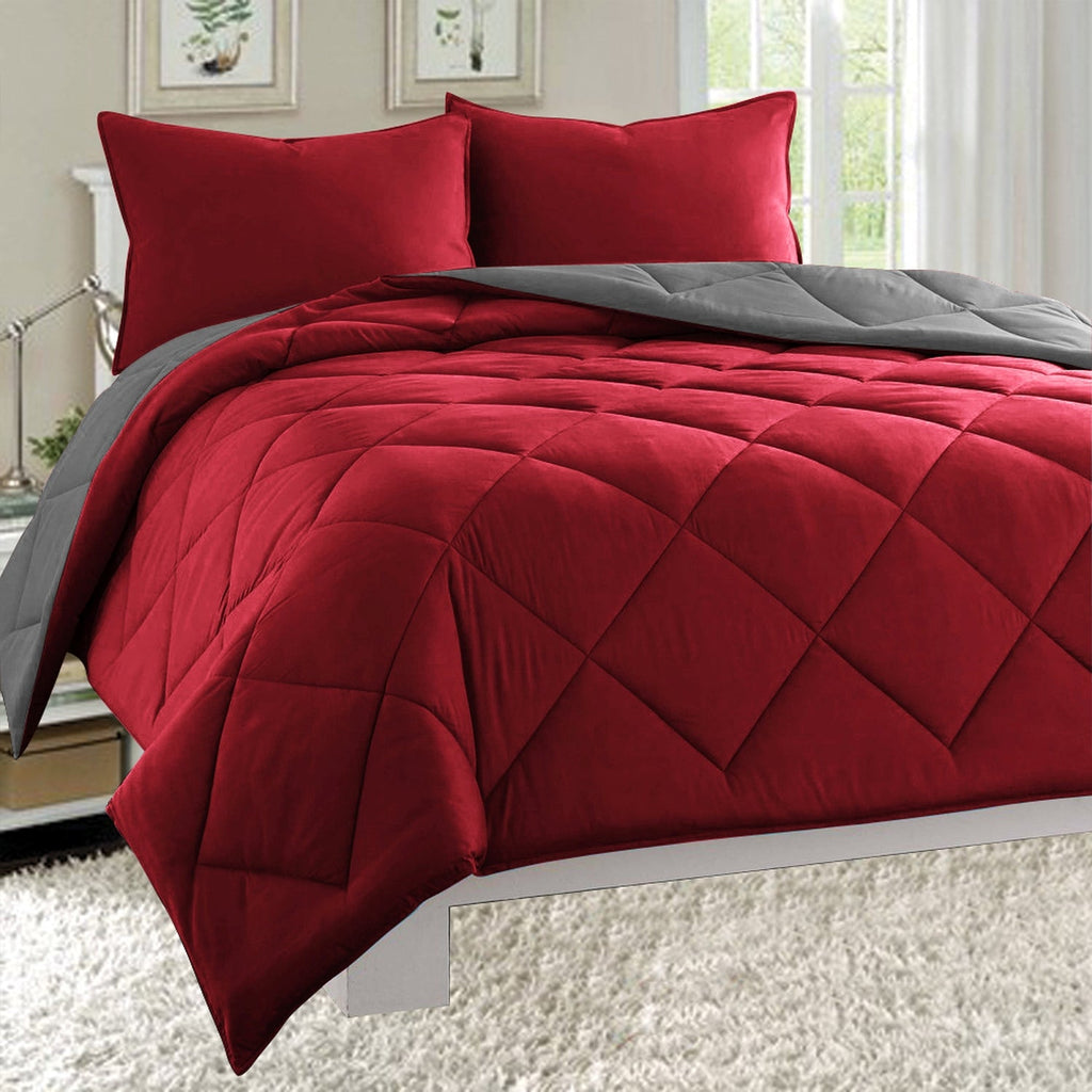 3-Piece Reversible Diamond Stitched Comforter & Shams