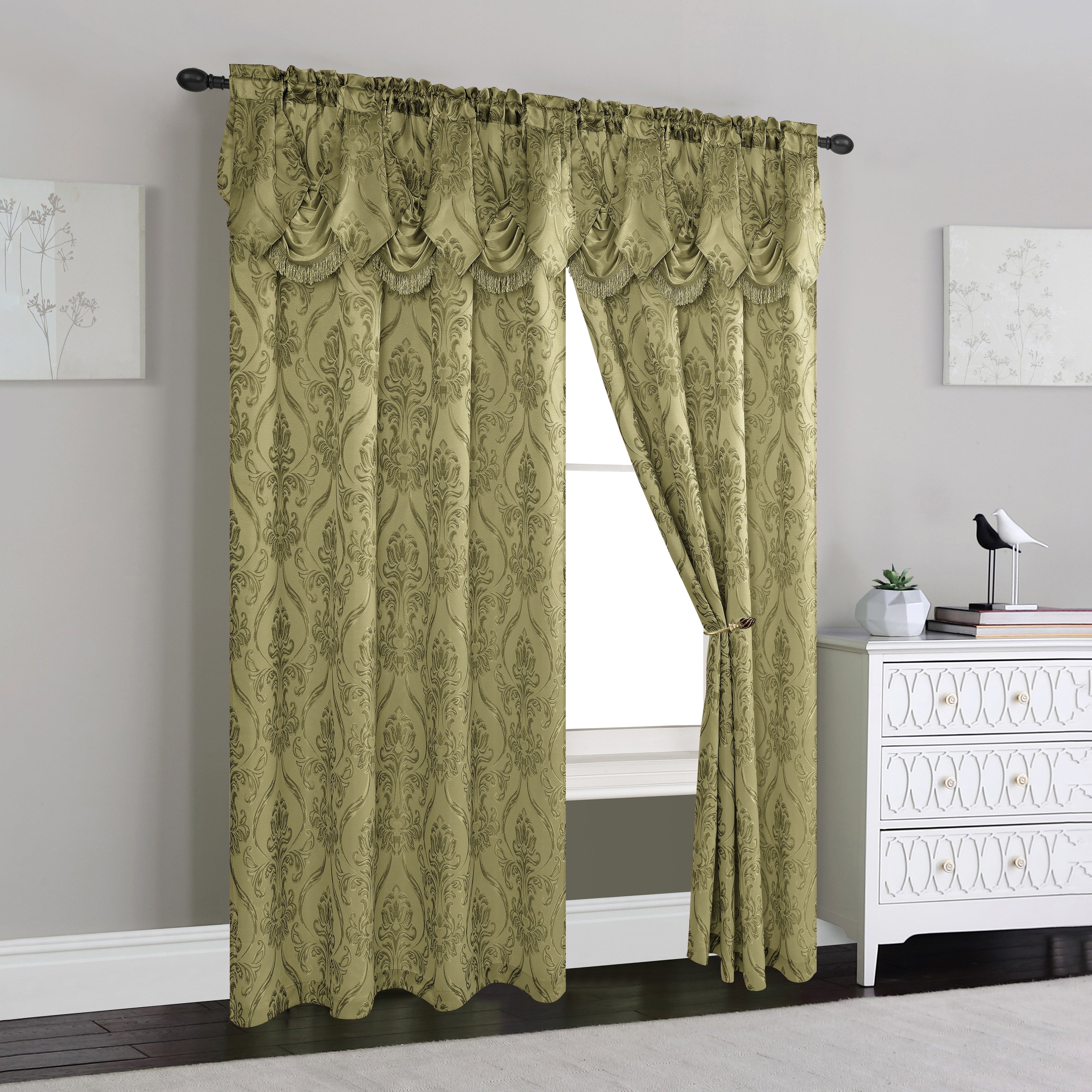 Set of 2 Penelope Jacquard Look Curtain Panels - 54" W x 84" L