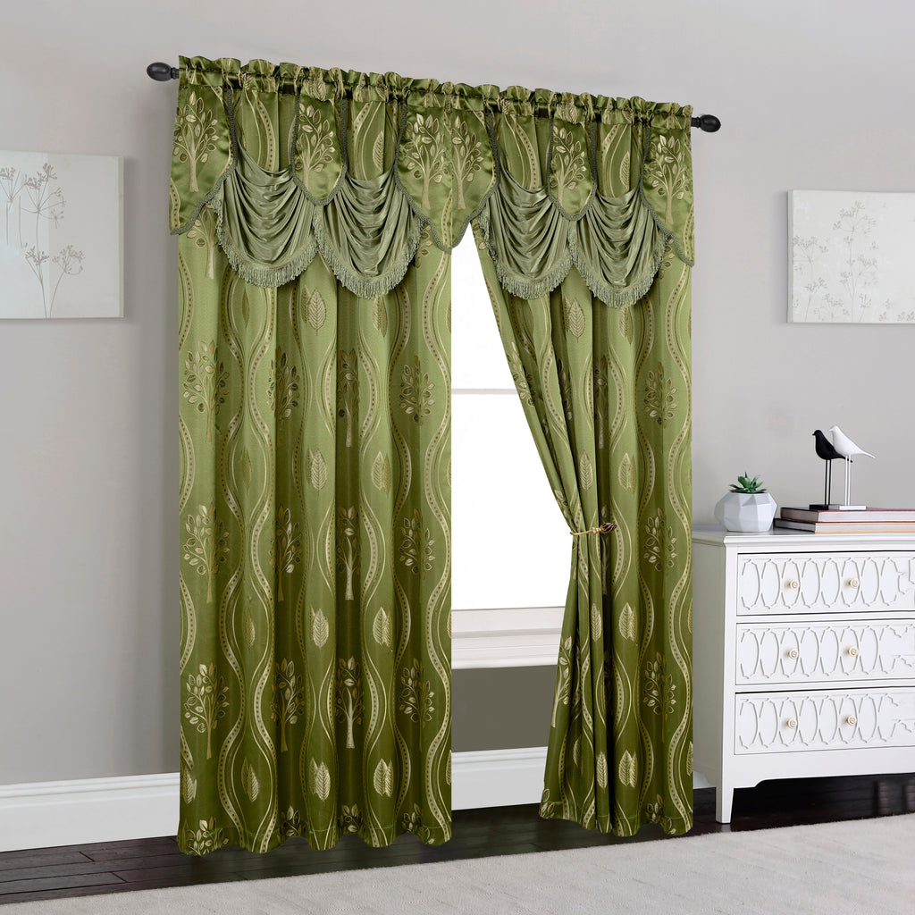 Set of 2 Aurora Curtain Panels- Attached Valance - Rod Pocket- 54" W x 84" L
