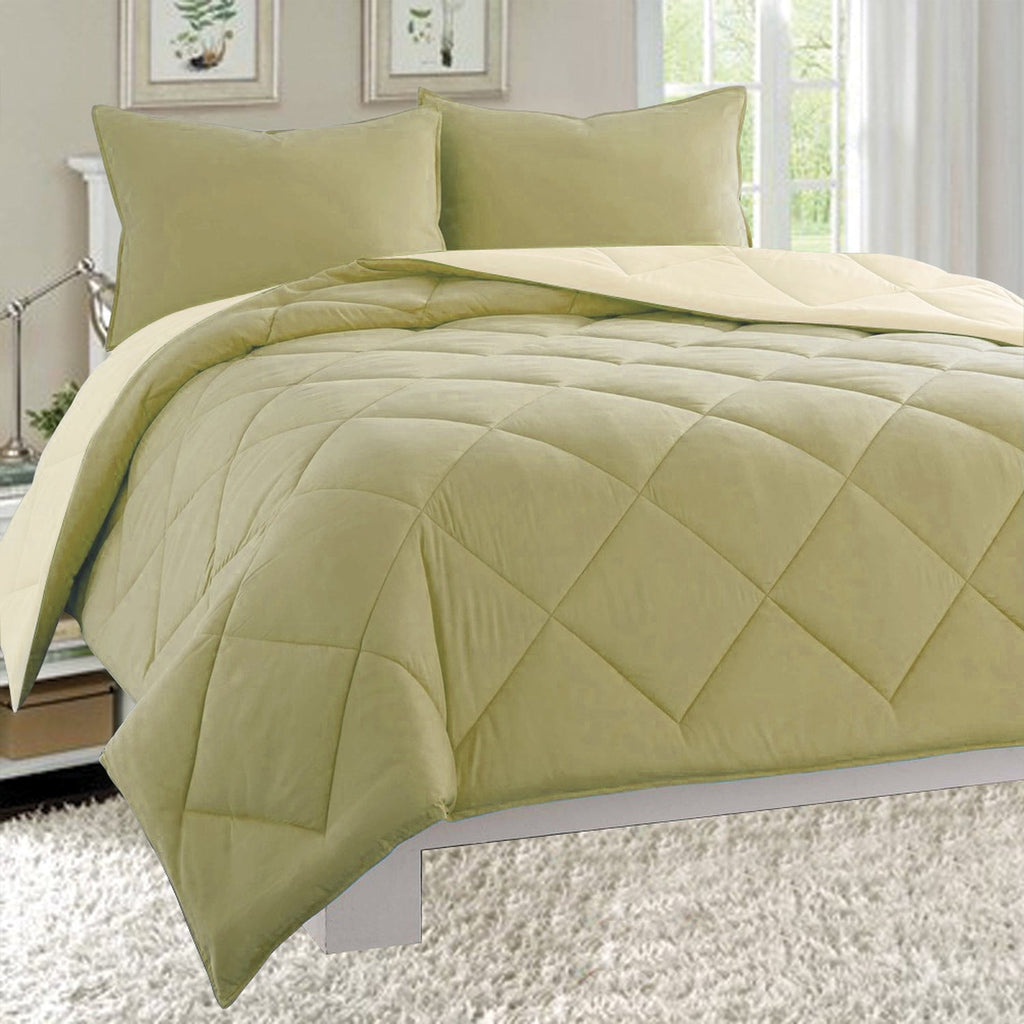 3-Piece Reversible Diamond Stitched Comforter & Shams