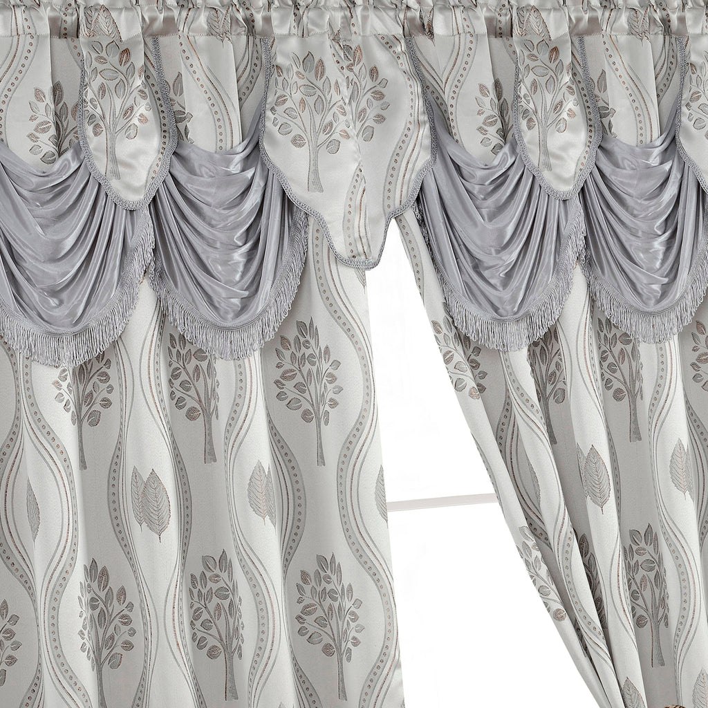 Set of 2 Aurora Curtain Panels- Attached Valance - Rod Pocket- 54" W x 84" L