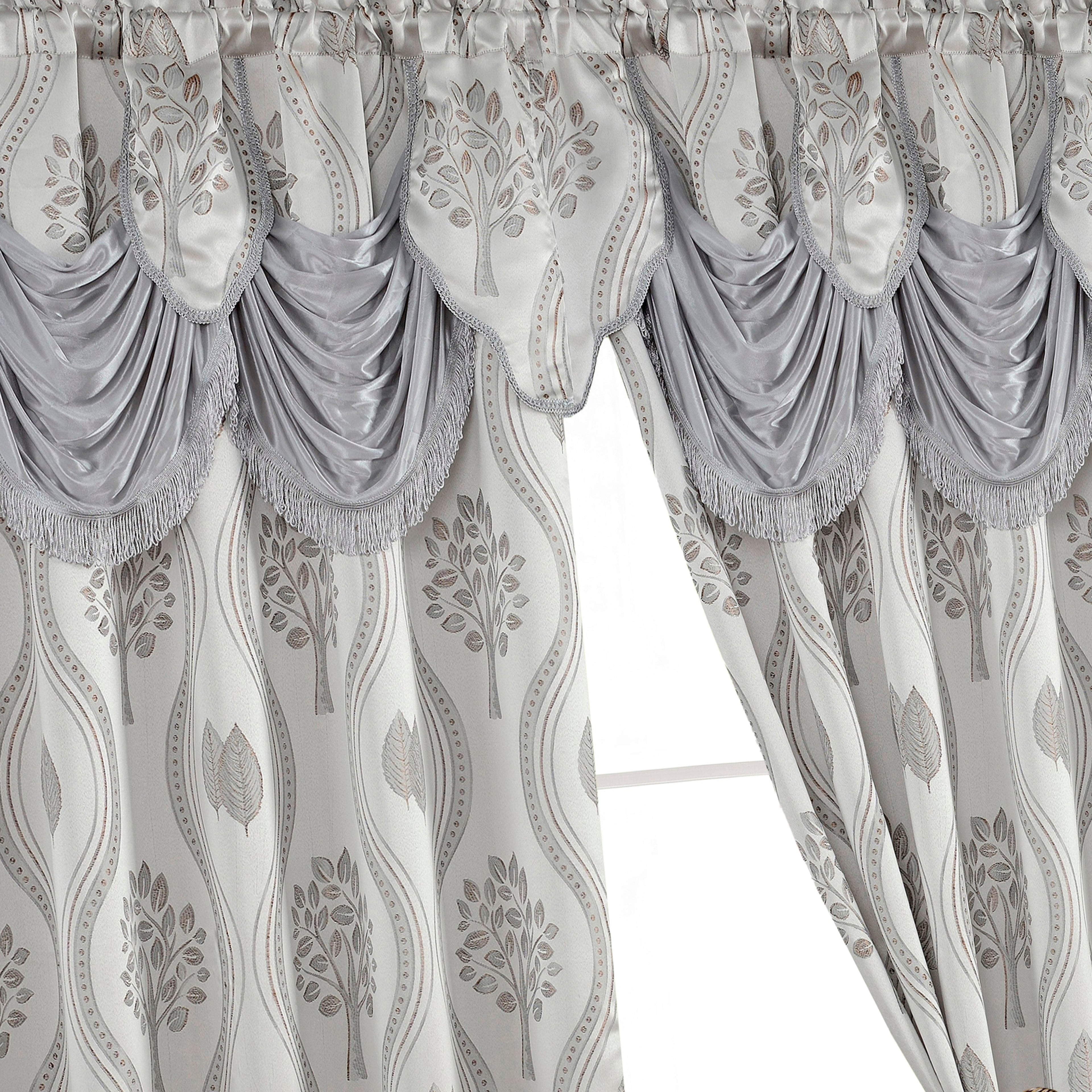 Set of 2 Aurora Curtain Panels- Attached Valance - Rod Pocket- 54" W x 84" L