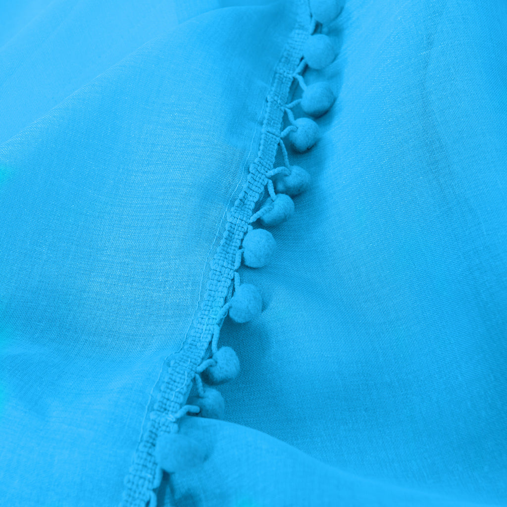 Set of 2 Pom Pom Tasseled Sheer Curtain - Rod Pocket