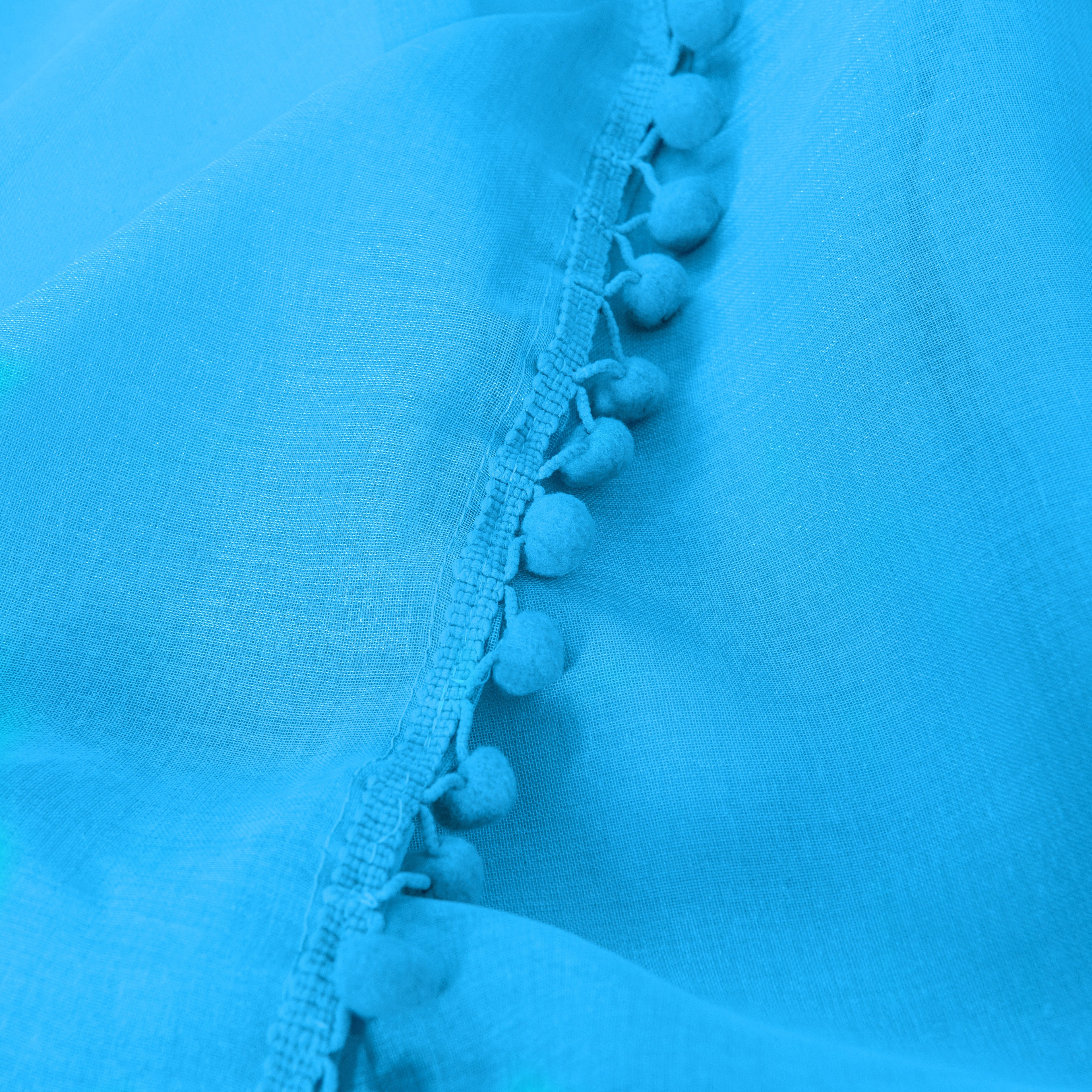 Set of 2 Pom Pom Tasseled Sheer Curtain - Rod Pocket