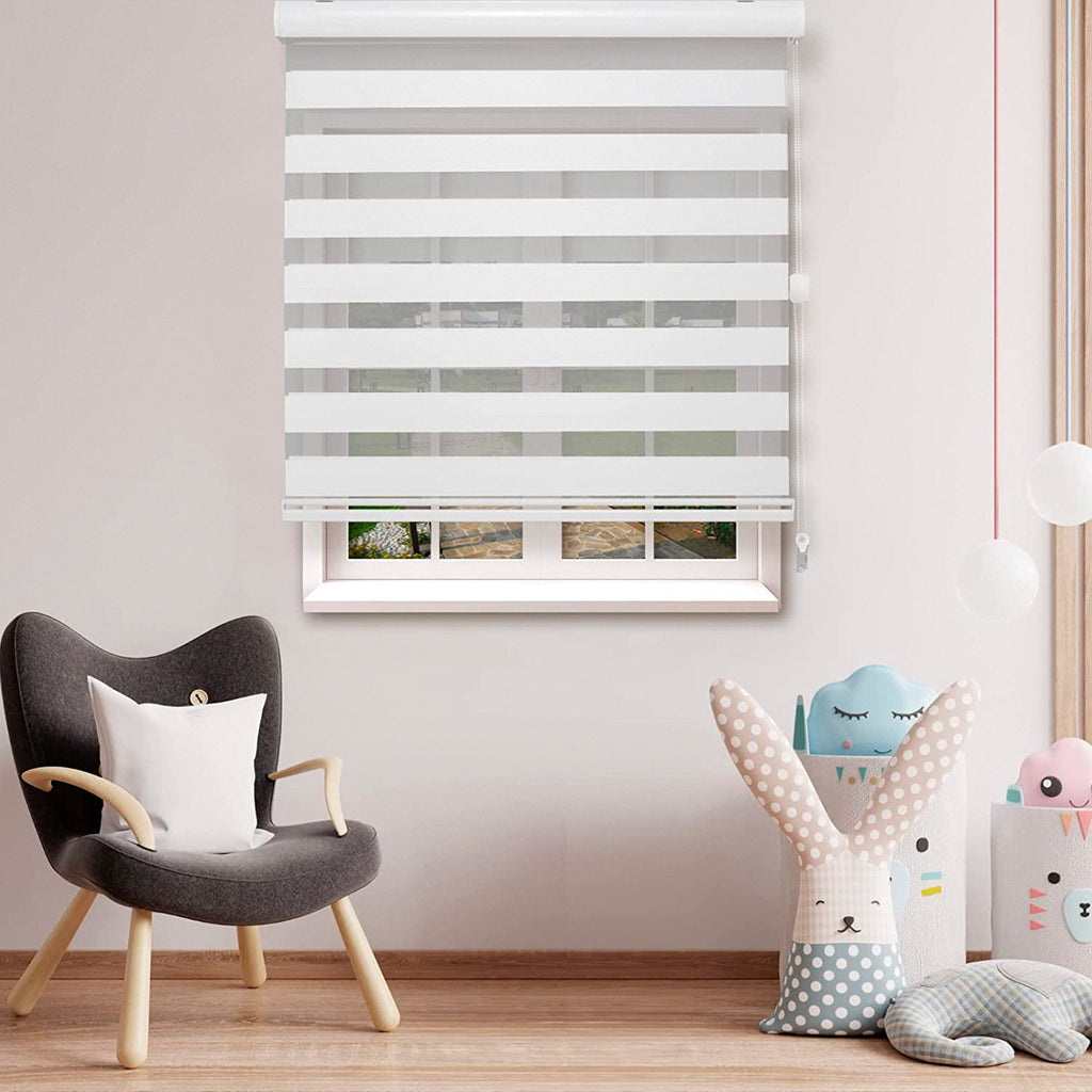 Corded Zebra Blinds, Dual Layer Window Treatments Sheer Light Control